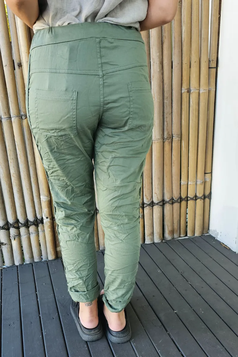 La Strada Jogger Cotton Elastane Pants - Military