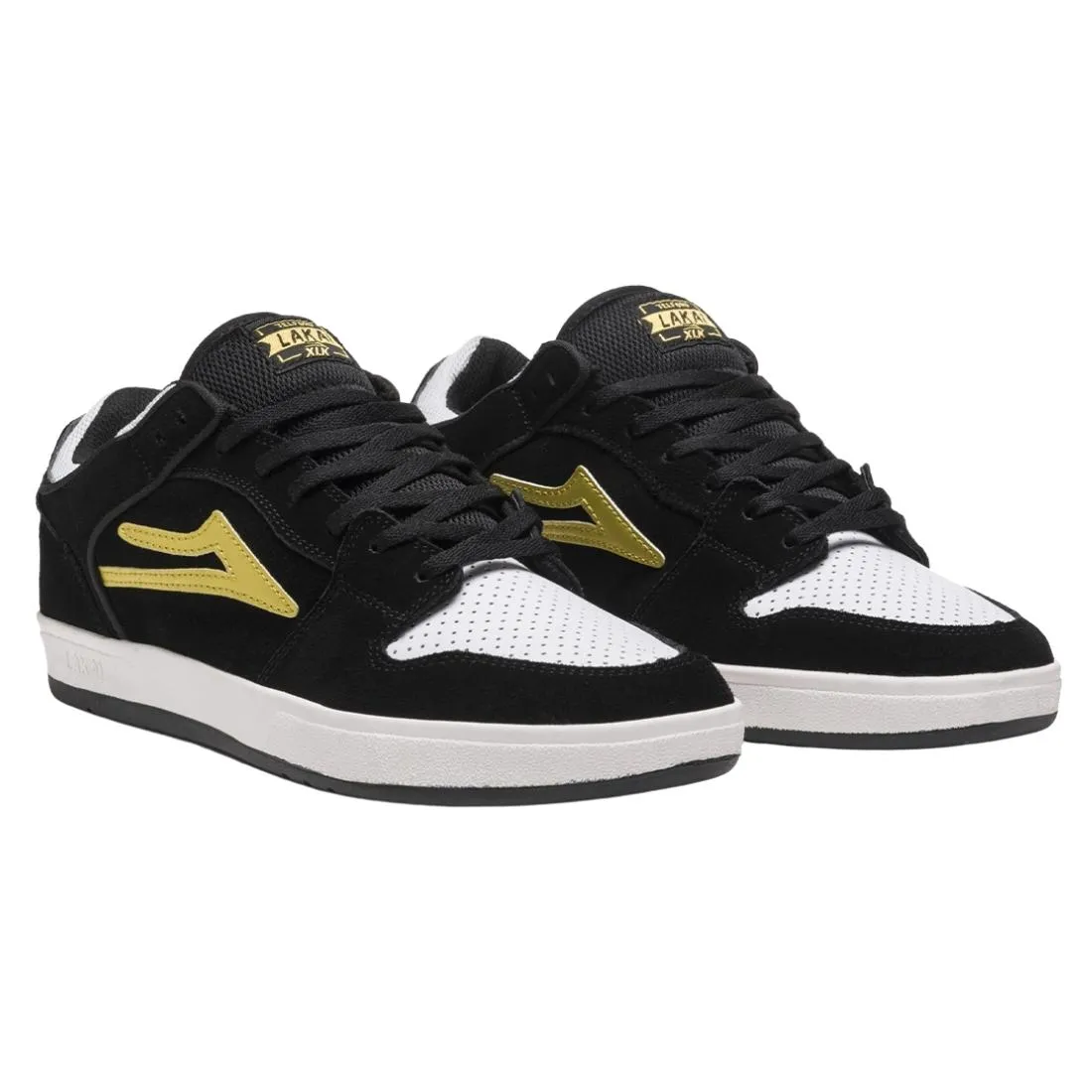 Lakai Telford Low Skate Shoes - Black/Gold Suede