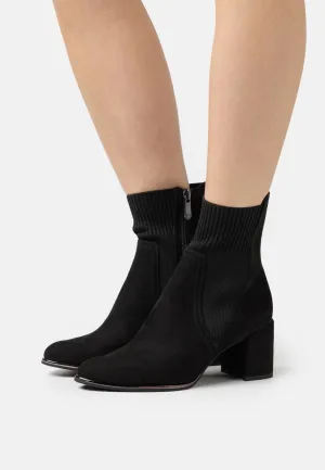 Marco Tozzi 25392-41 Black Sock Block Heeled Ankle Boots