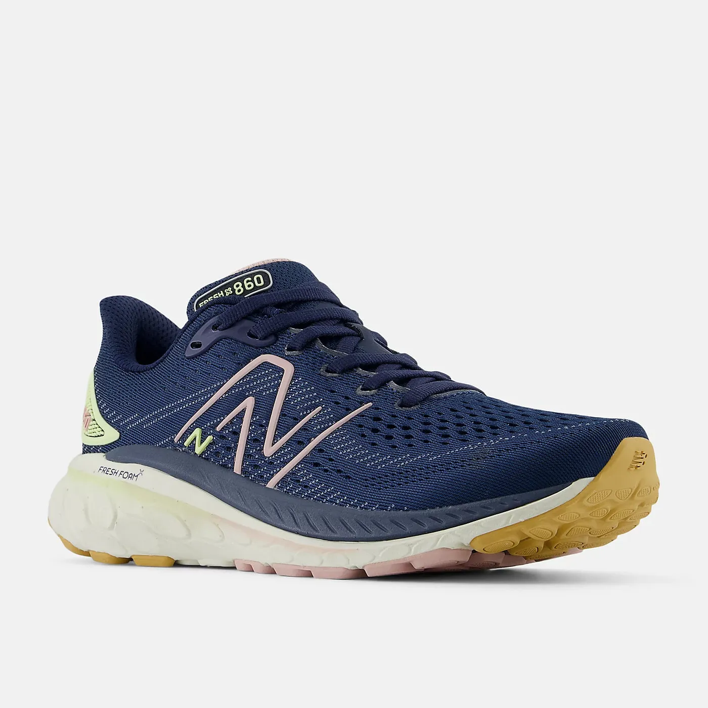 New Balance Women's 860v13 Wide Fit Running Shoes NB Navy / Orb Pink / Vintage Indigo