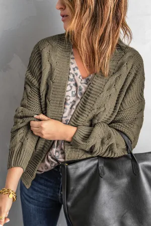 Olive Chunky Wide Long Sleeve Knit Cardigan