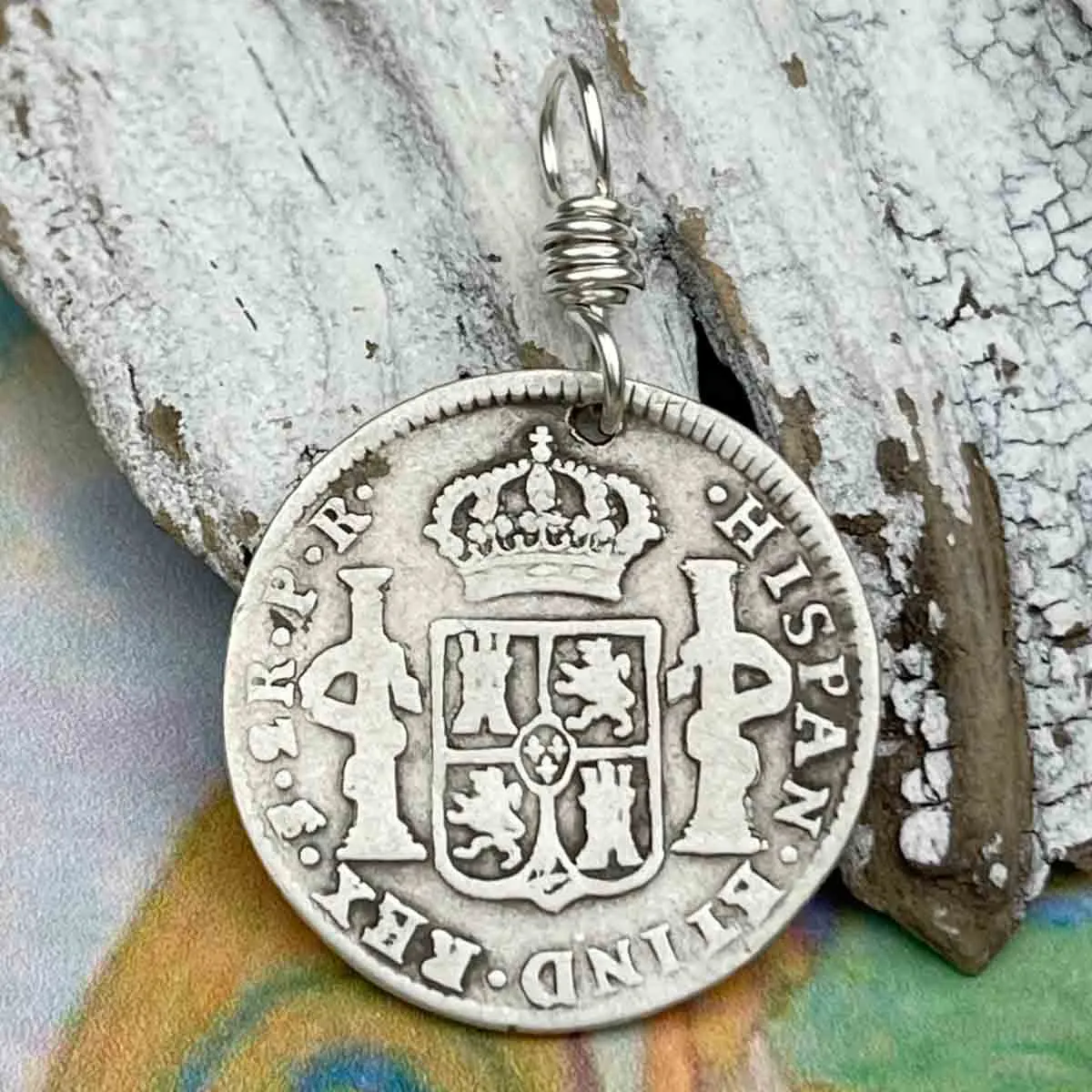 Pirate Chic Silver 2 Reale Spanish Portrait Dollar Dated 1790 - the Legendary "Piece of Eight" Pendant | Artifact #8878