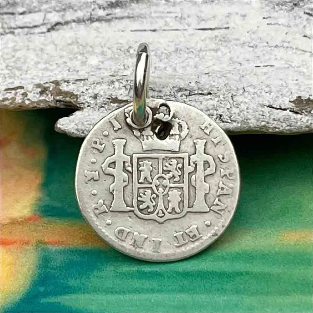 Pirate Chic Silver Half Reale Spanish Portrait Dollar Dated 1822 - the Legendary "Piece of Eight" Pendant | Artifact #8125