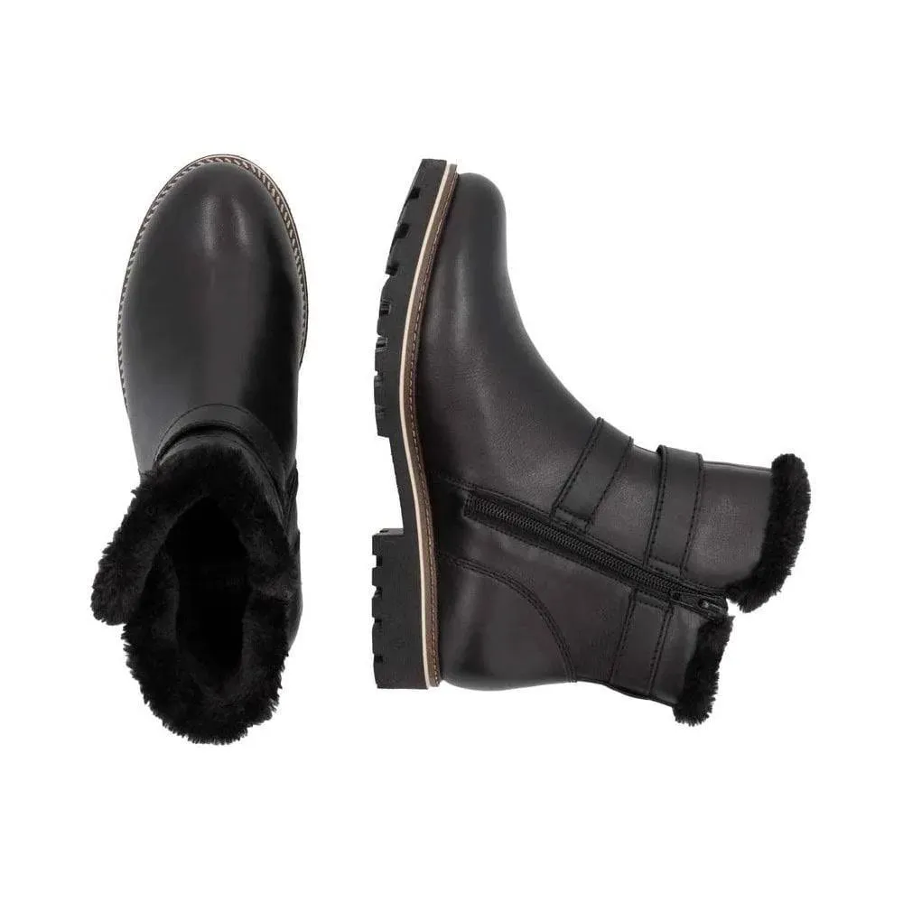 Remonte D8484-00 Odeon Black Leather Fur Tex Ankle Boots