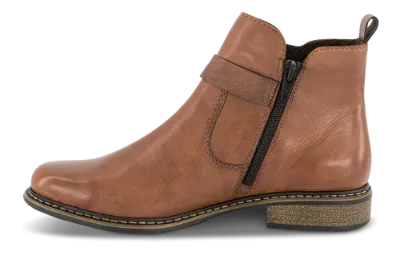 Rieker Z4959-22 Brown And Navy Zip-Up Leather Ankle Boot