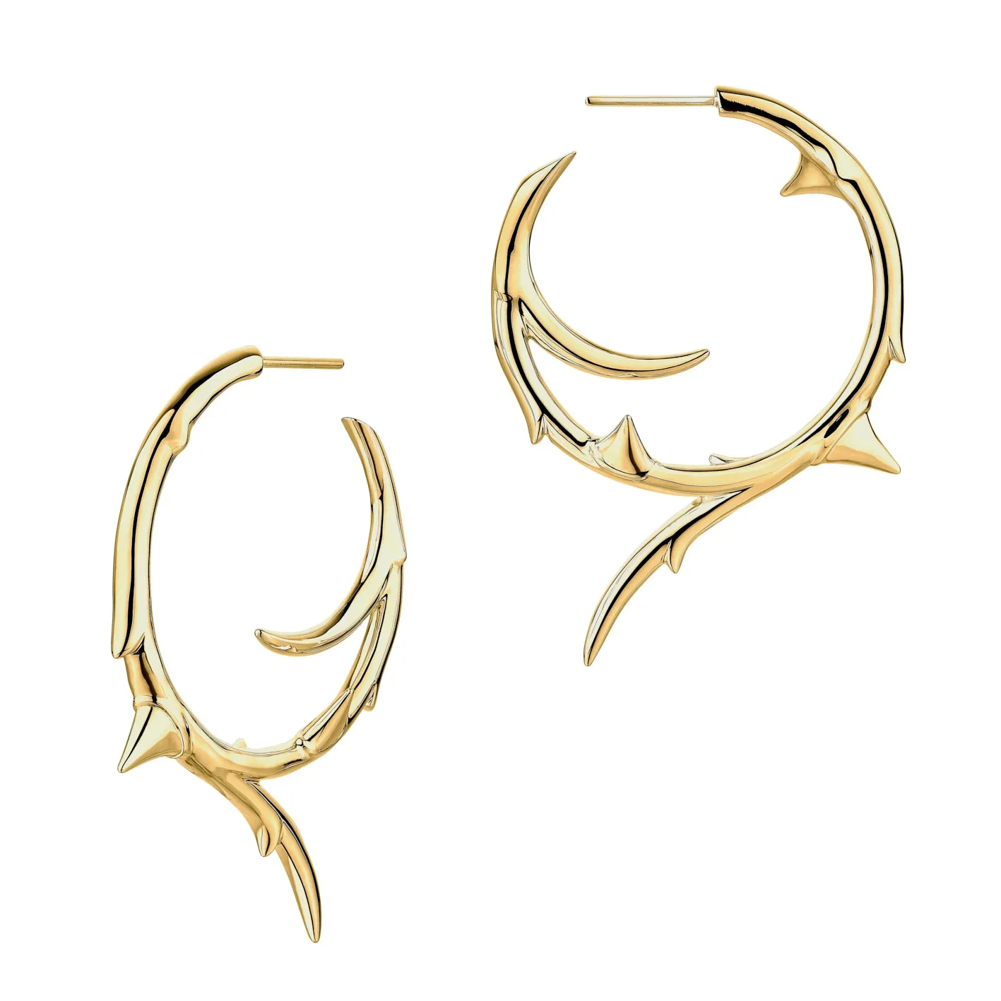 Rose Thorn Large Hoop Earrings - Yellow Gold Vermeil