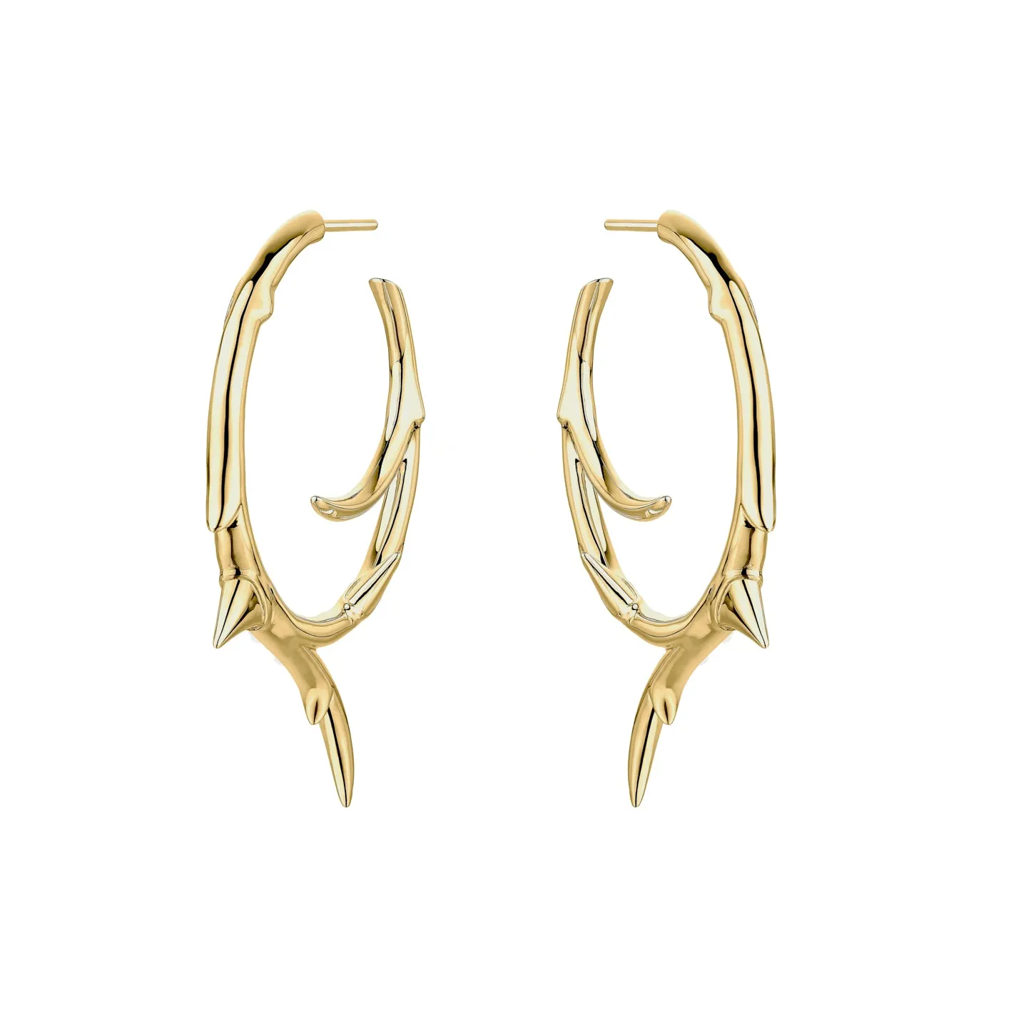 Rose Thorn Large Hoop Earrings - Yellow Gold Vermeil