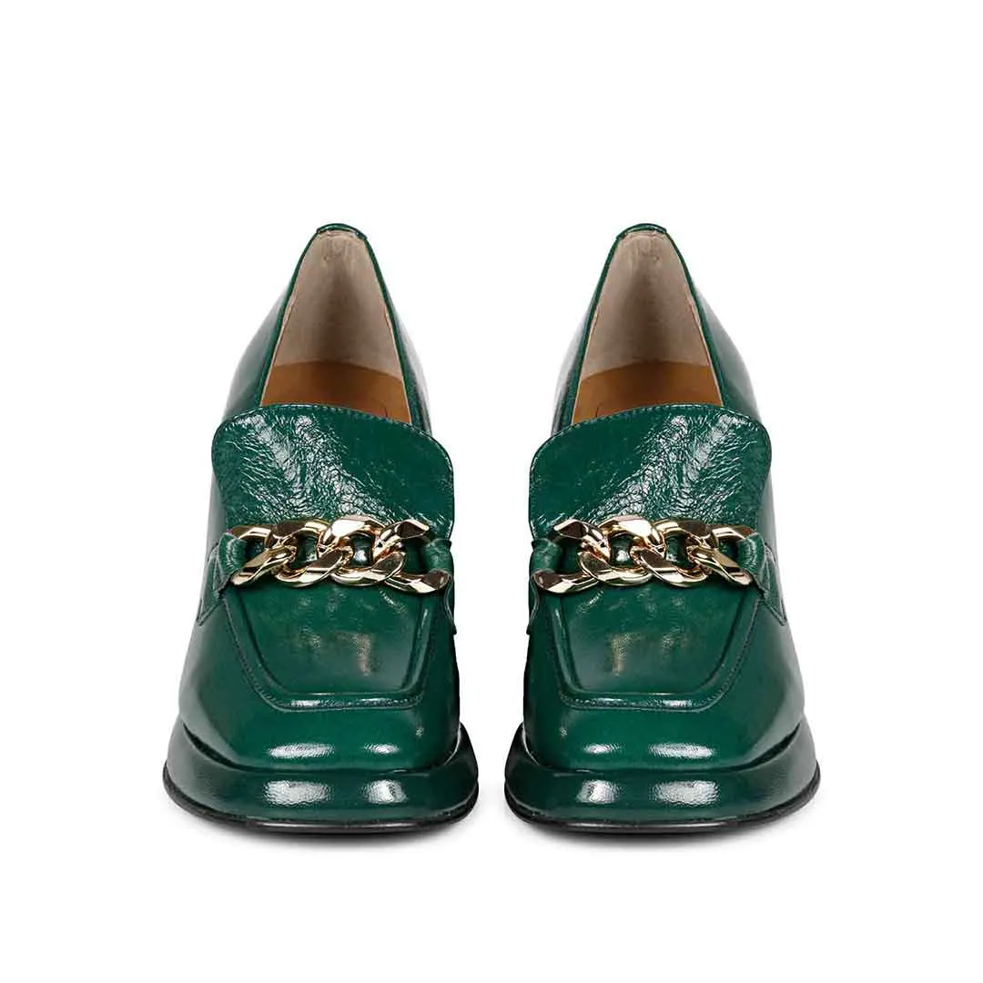 Saint Benoîte Green Patent Leather Handcrafted Moccasins