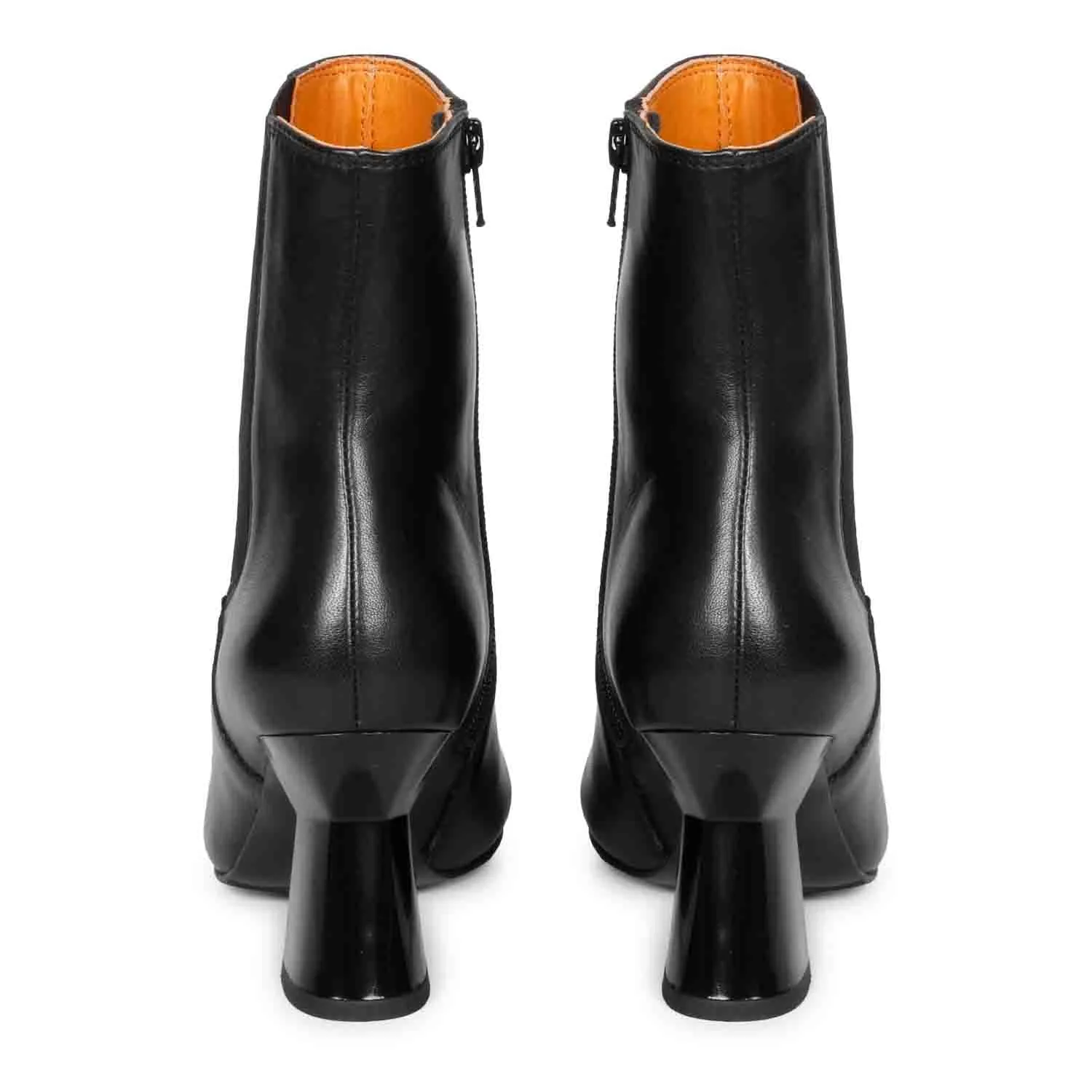 Saint Elliana Black Leather Sculpted Heel Inside Zip Boots