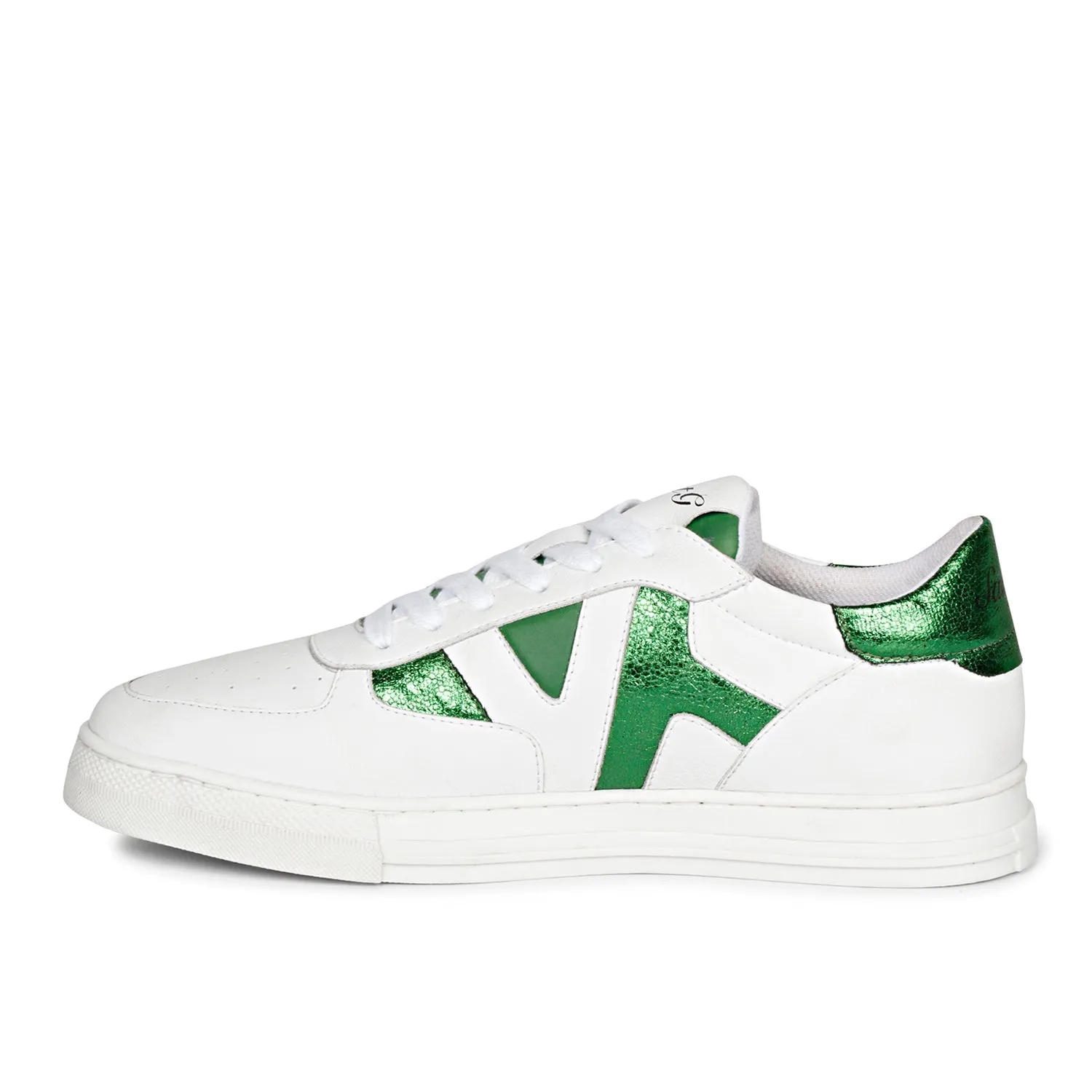 Saint Elliot Unisex White & Green Leather Handcrafted Sneakers