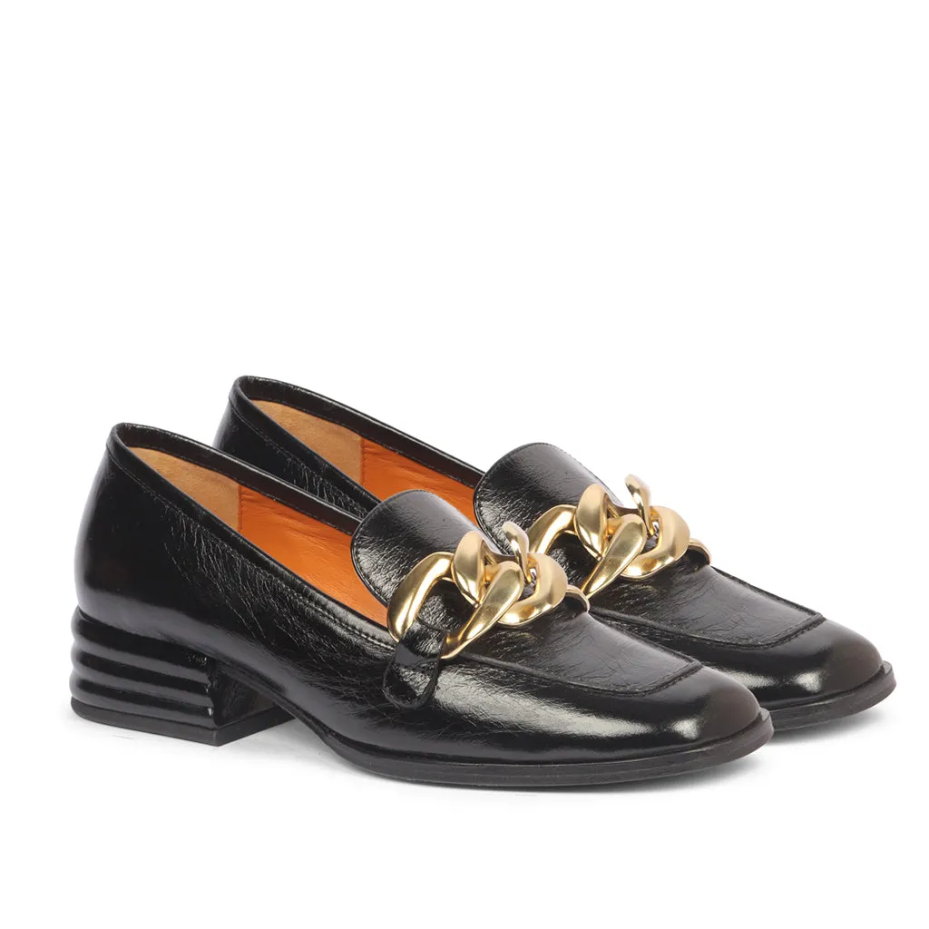 Saint Juliet Black Leather Handcrafted Moccasins