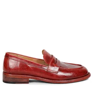 Saint Micola Red Leather Moccasins