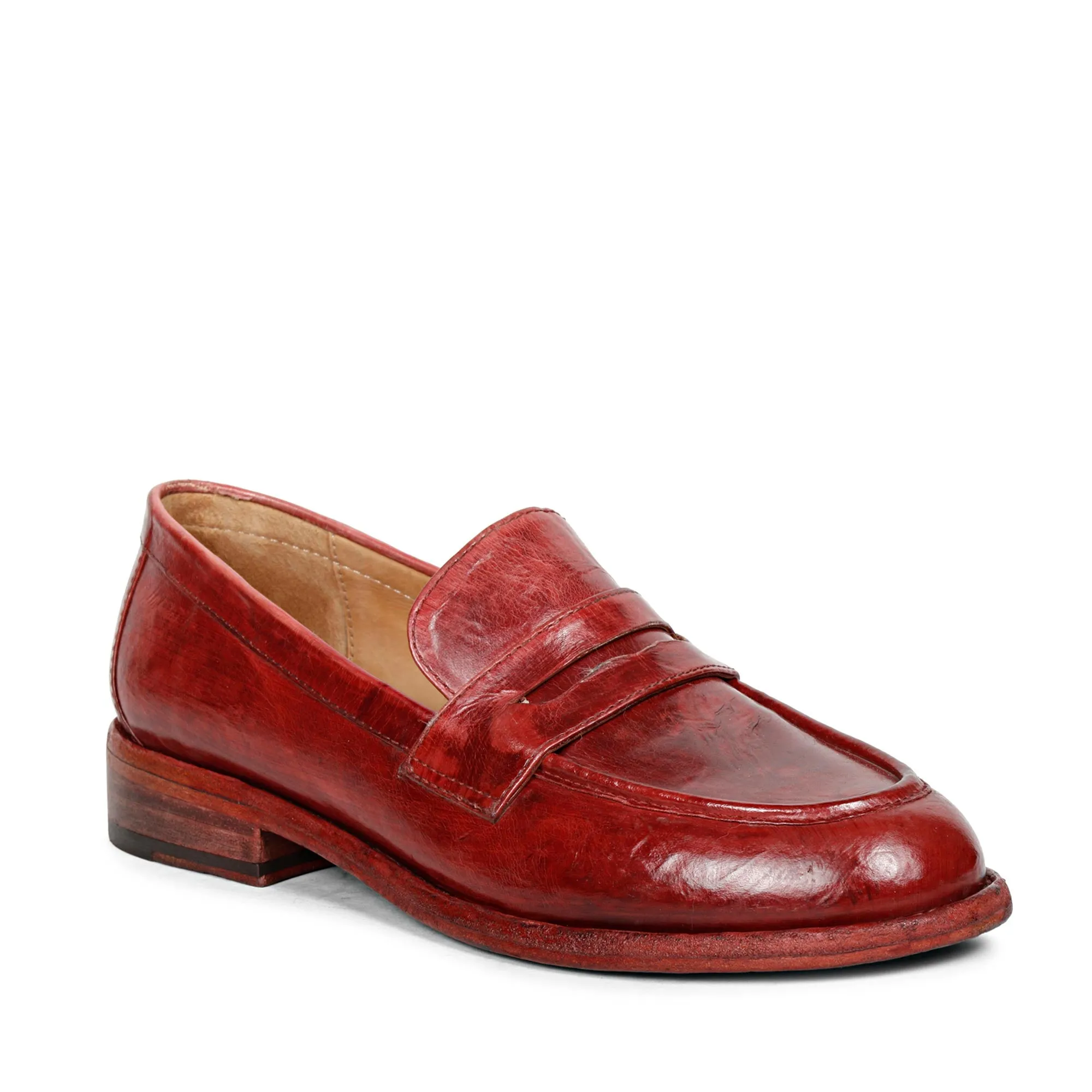 Saint Micola Red Leather Moccasins