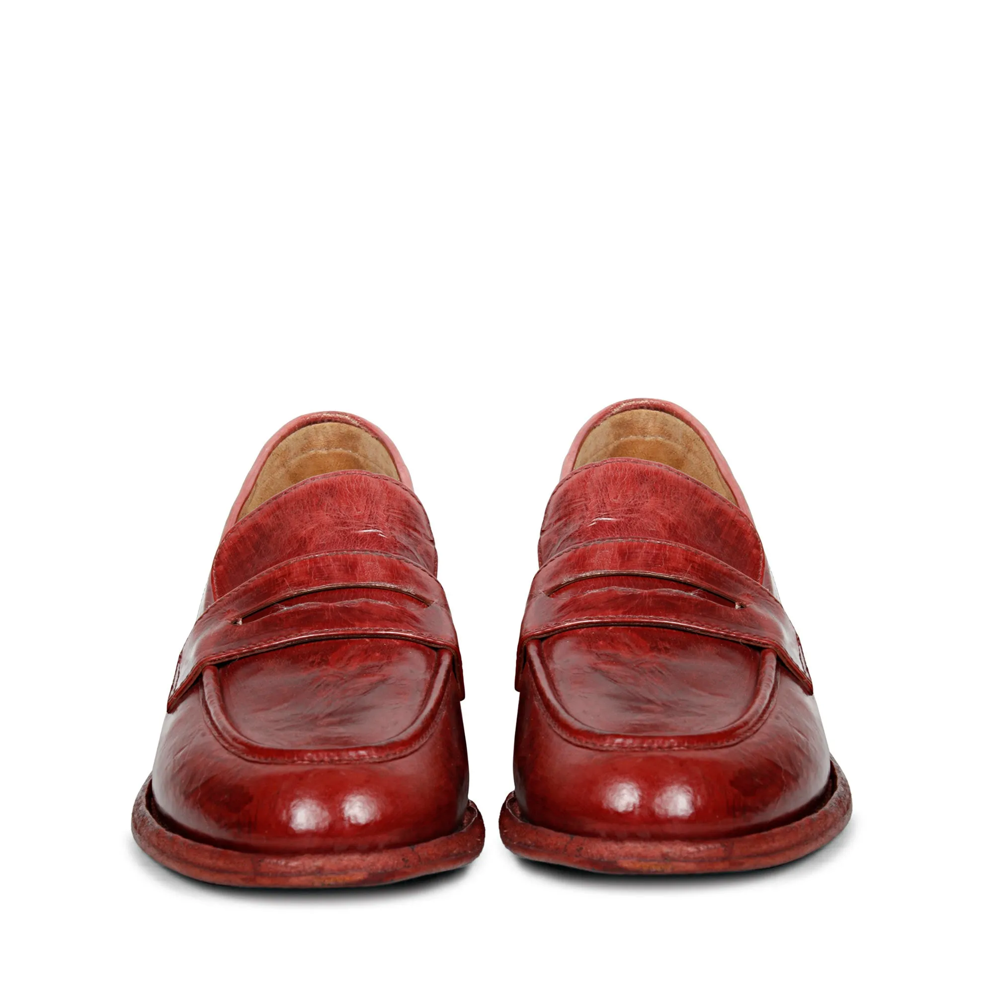 Saint Micola Red Leather Moccasins