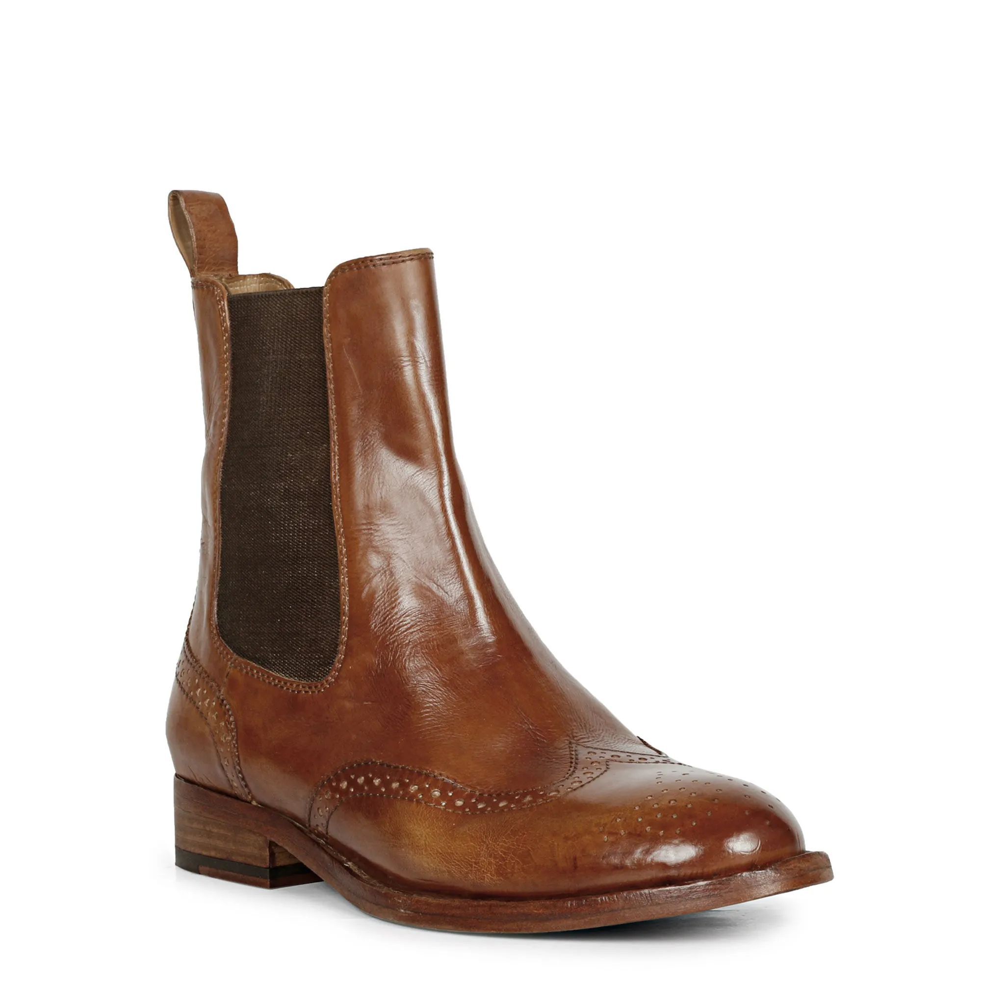 Saint Santina Cognac Leather Washed Ankle Boots