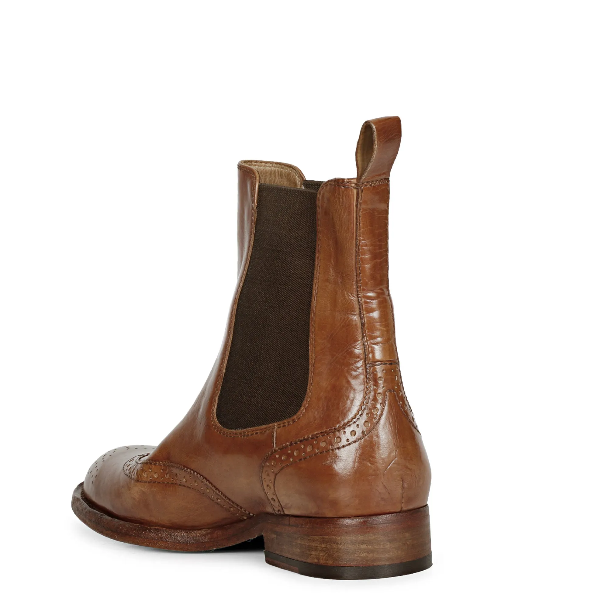 Saint Santina Cognac Leather Washed Ankle Boots