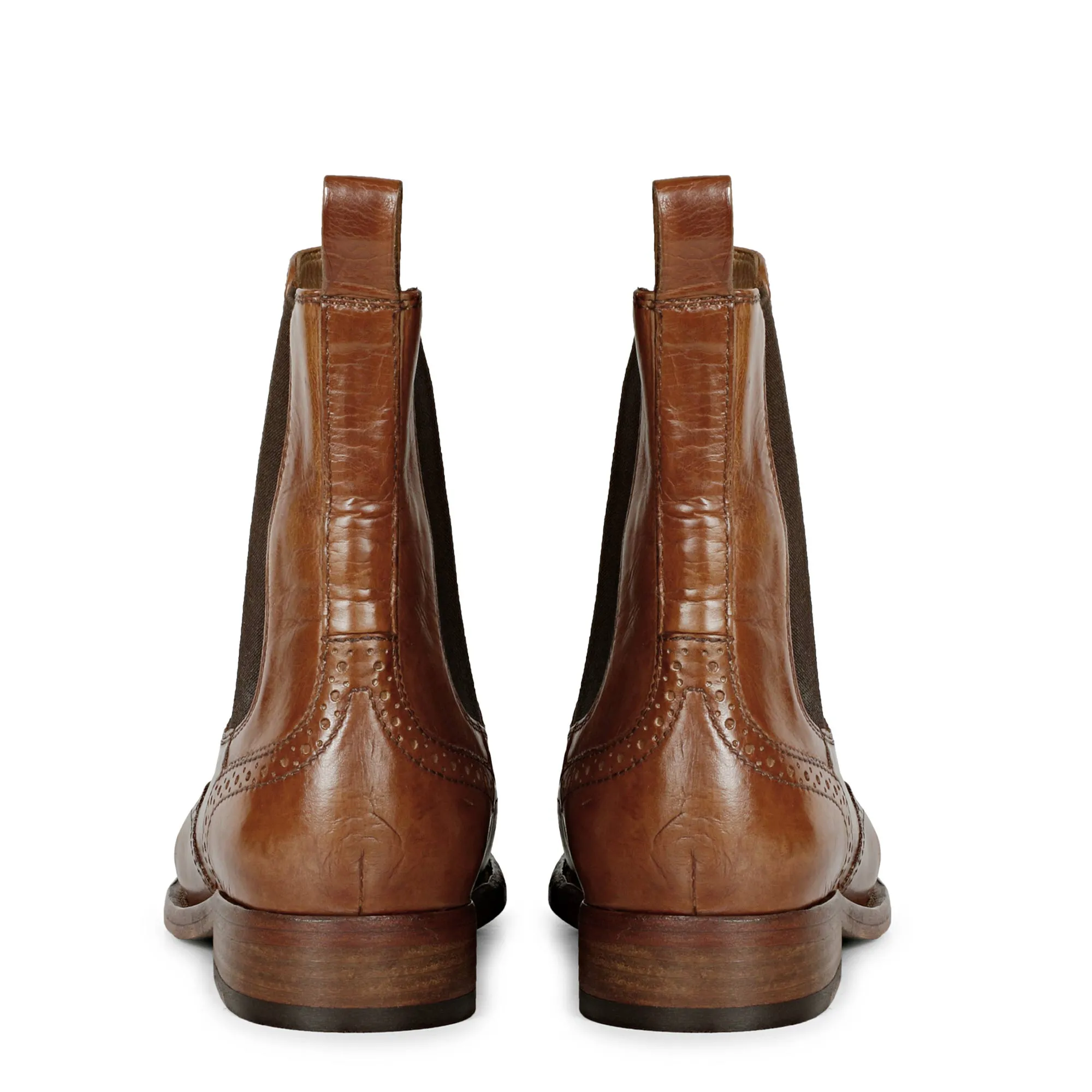 Saint Santina Cognac Leather Washed Ankle Boots