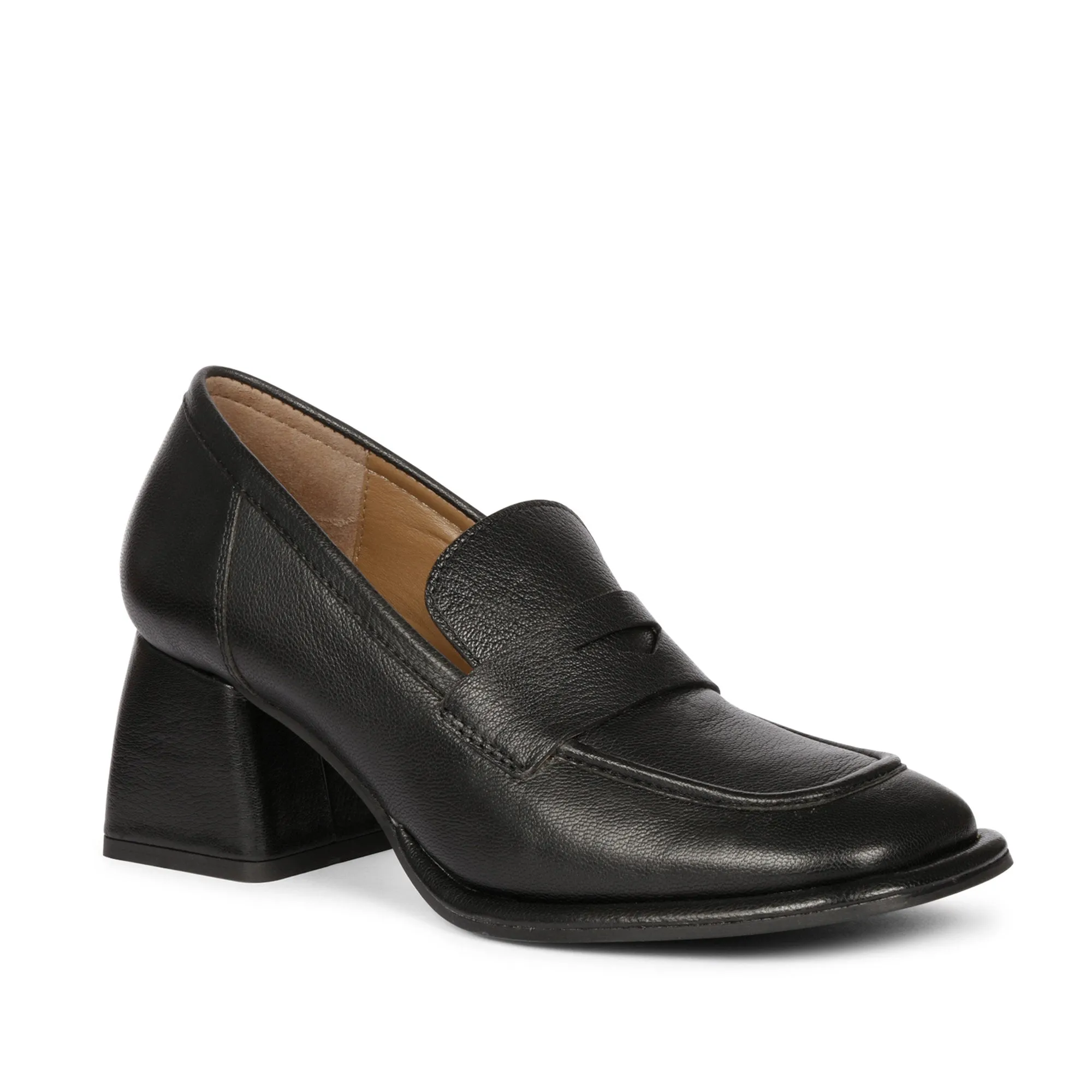 Saint Viviana Black Leather Saddle Moccasins