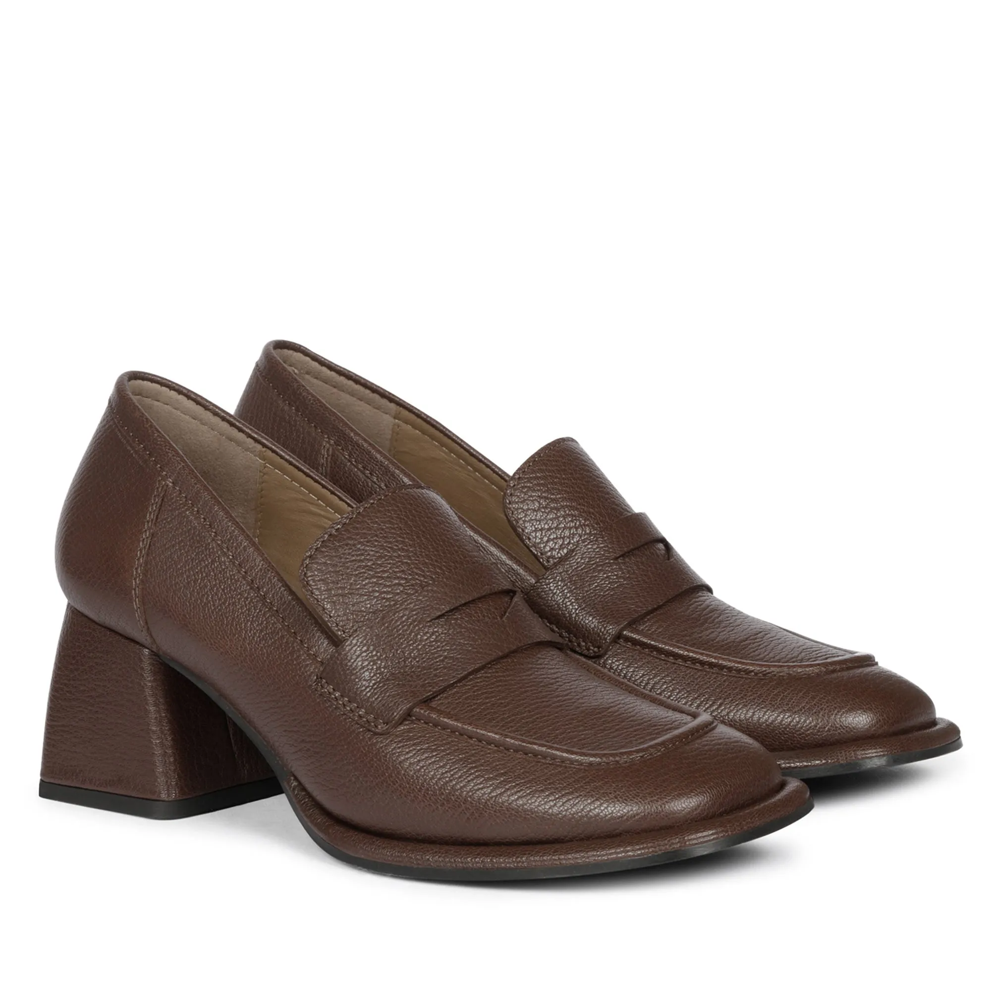 Saint Viviana Brown Leather Saddle Moccasins