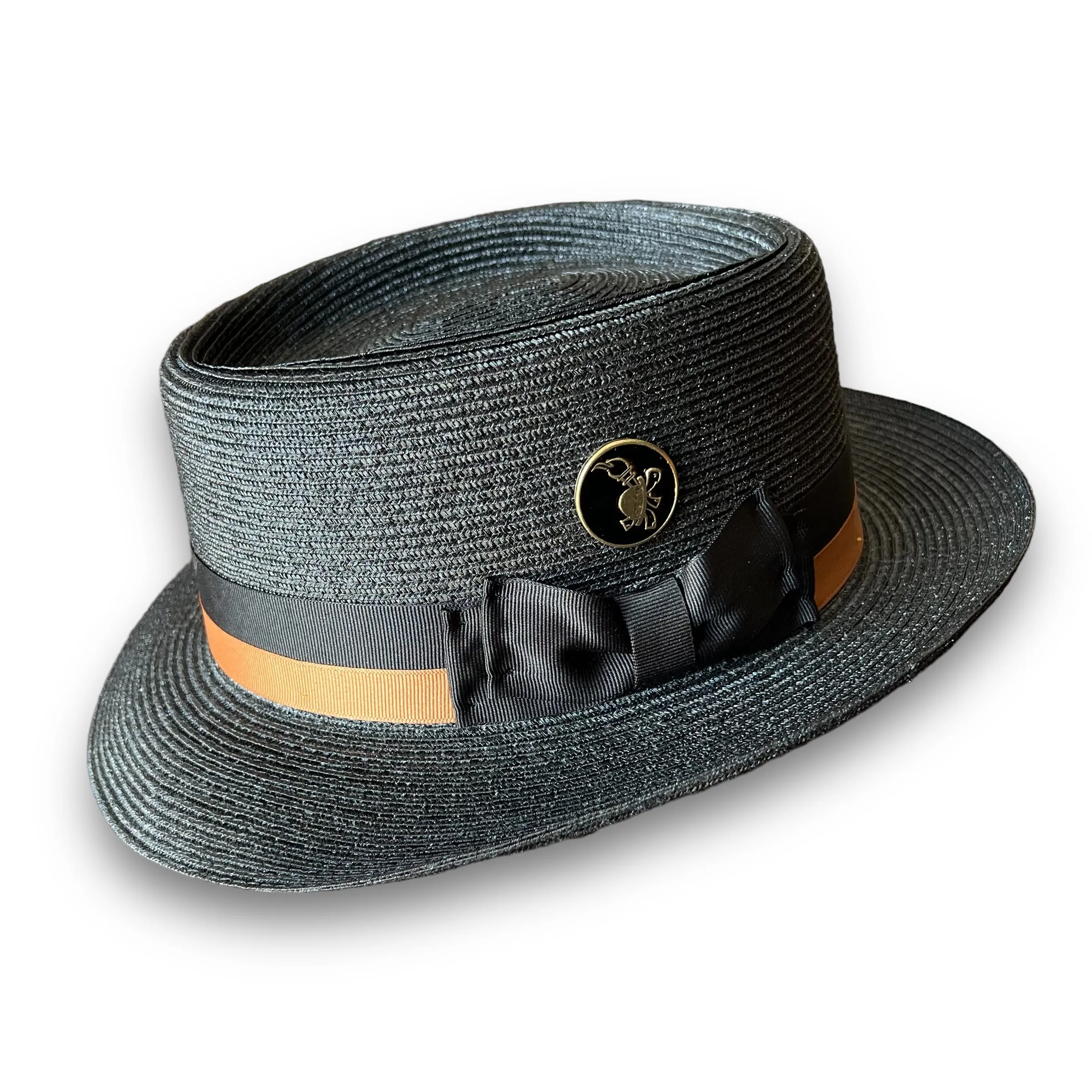 THE FLAMEKEEPERS HAT CLUB BLACK IVY STRAW PORK PIE