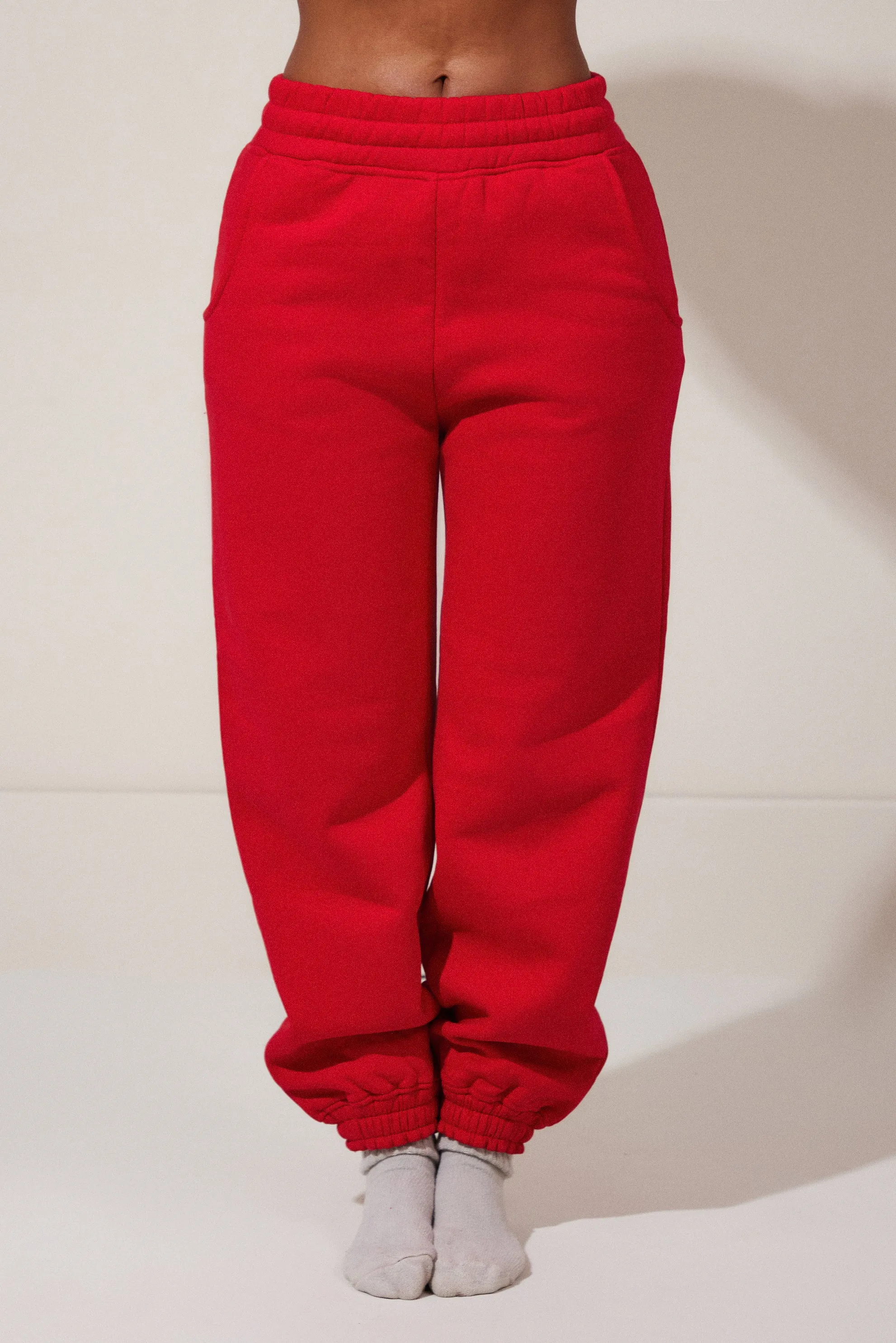 The Graphic Varsity Cuffed Joggers - Red