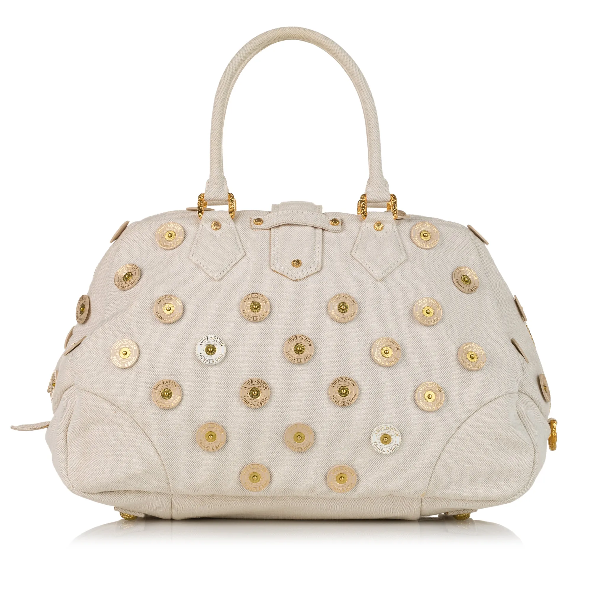 White Louis Vuitton Polka Dots Panama Bowly Tote Bag