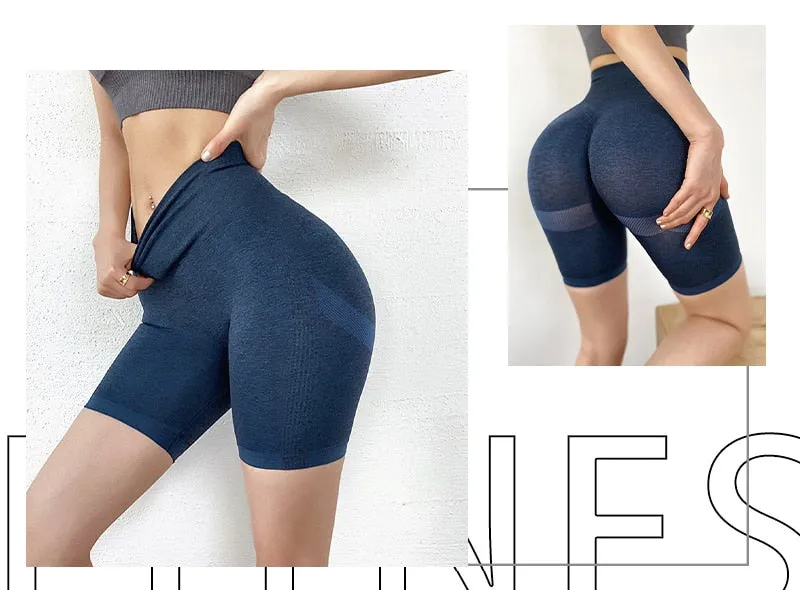 Women Seamless Sporty Shorts High Waist Booty Shorts Push Up Casual Women Fitness Workout Slim Shorts Femme