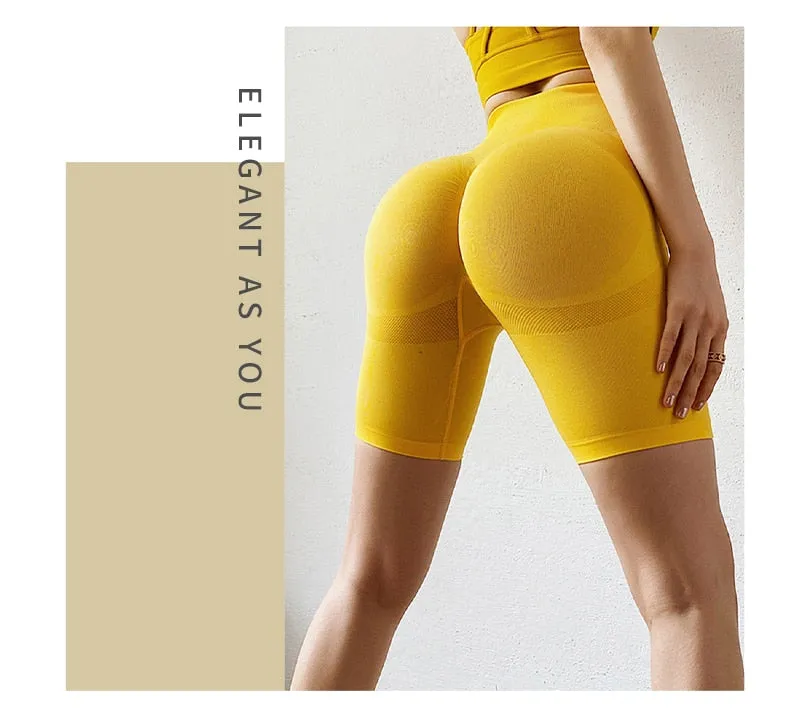 Women Seamless Sporty Shorts High Waist Booty Shorts Push Up Casual Women Fitness Workout Slim Shorts Femme